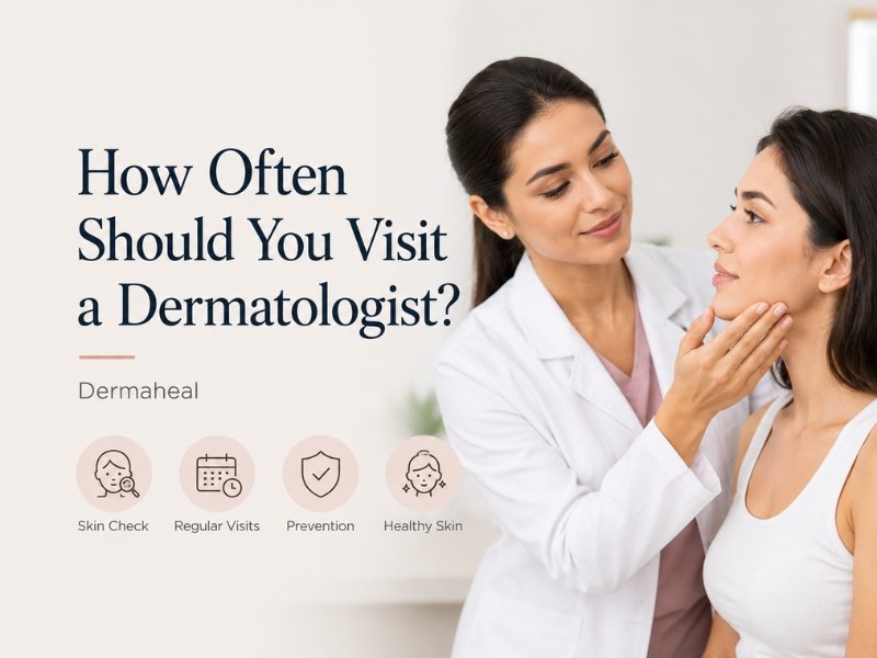 Dermatologist examining a patient's skin during a routine skin check-up at Dermaheal Clinic in Dwarka